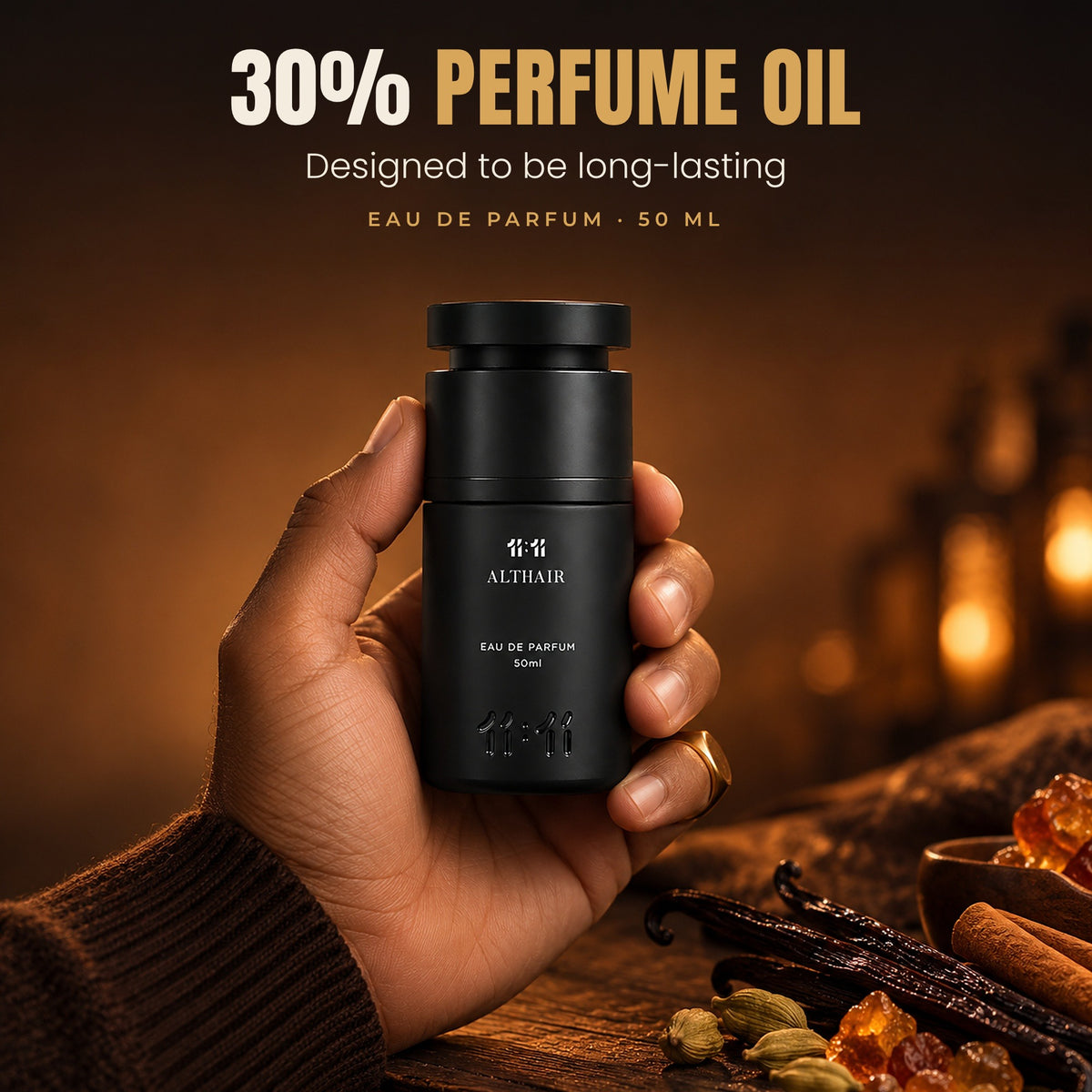 11:11 Althair Eau de Parfum 50 ml with 30% perfume oil, designed to be long-lasting