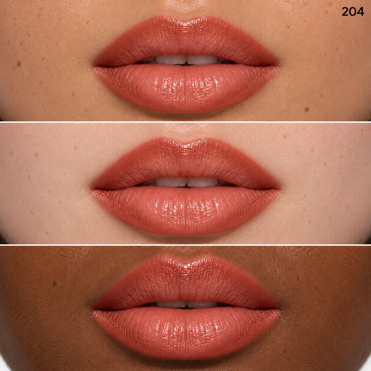 Lip Liner shade 204 on three skin tones