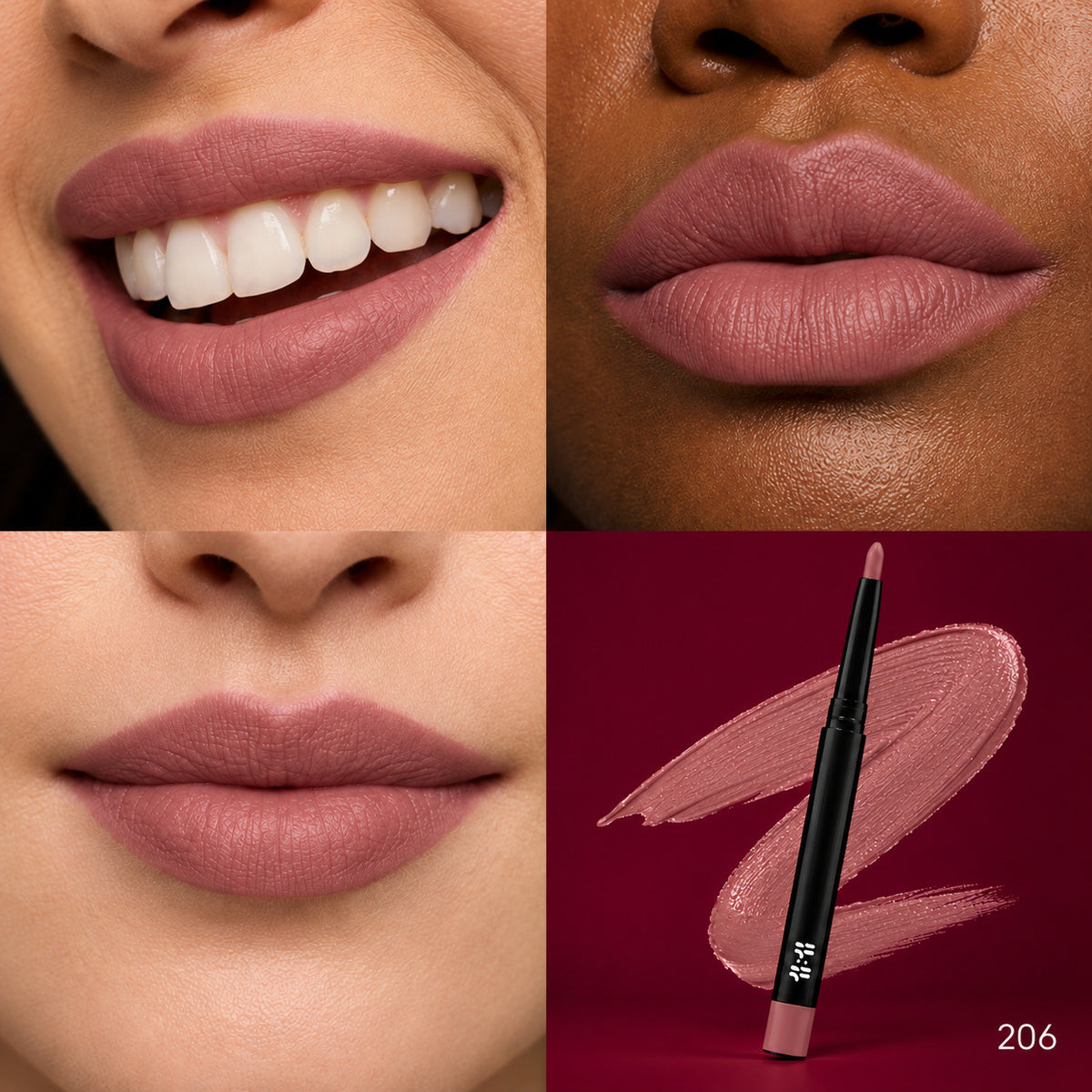 Lip Liner shade 206 on lips