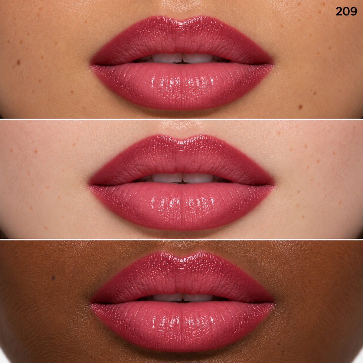 Lip Liner shade 209 on three skin tones