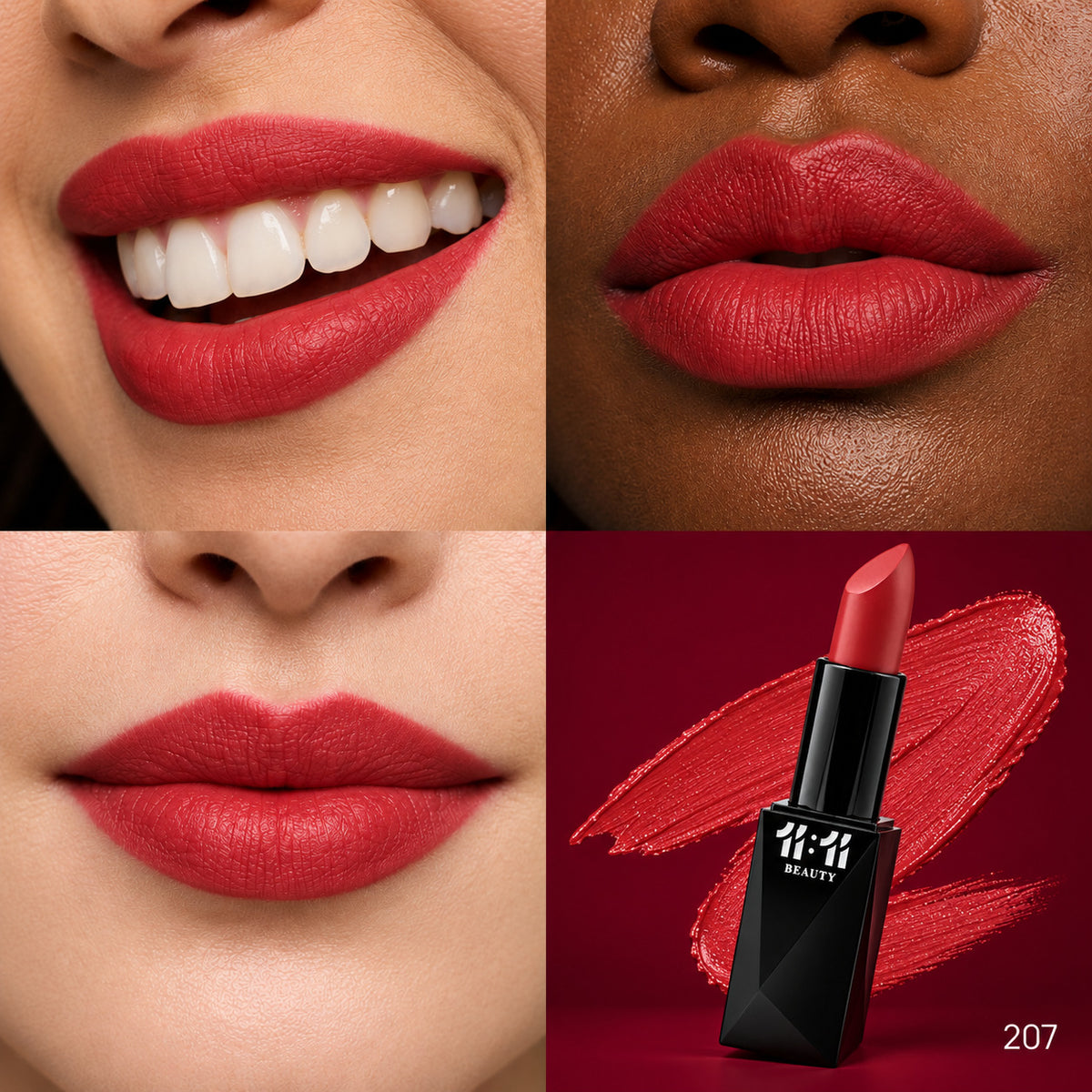 Velvet Matte Lipstick shade 207 on lips
