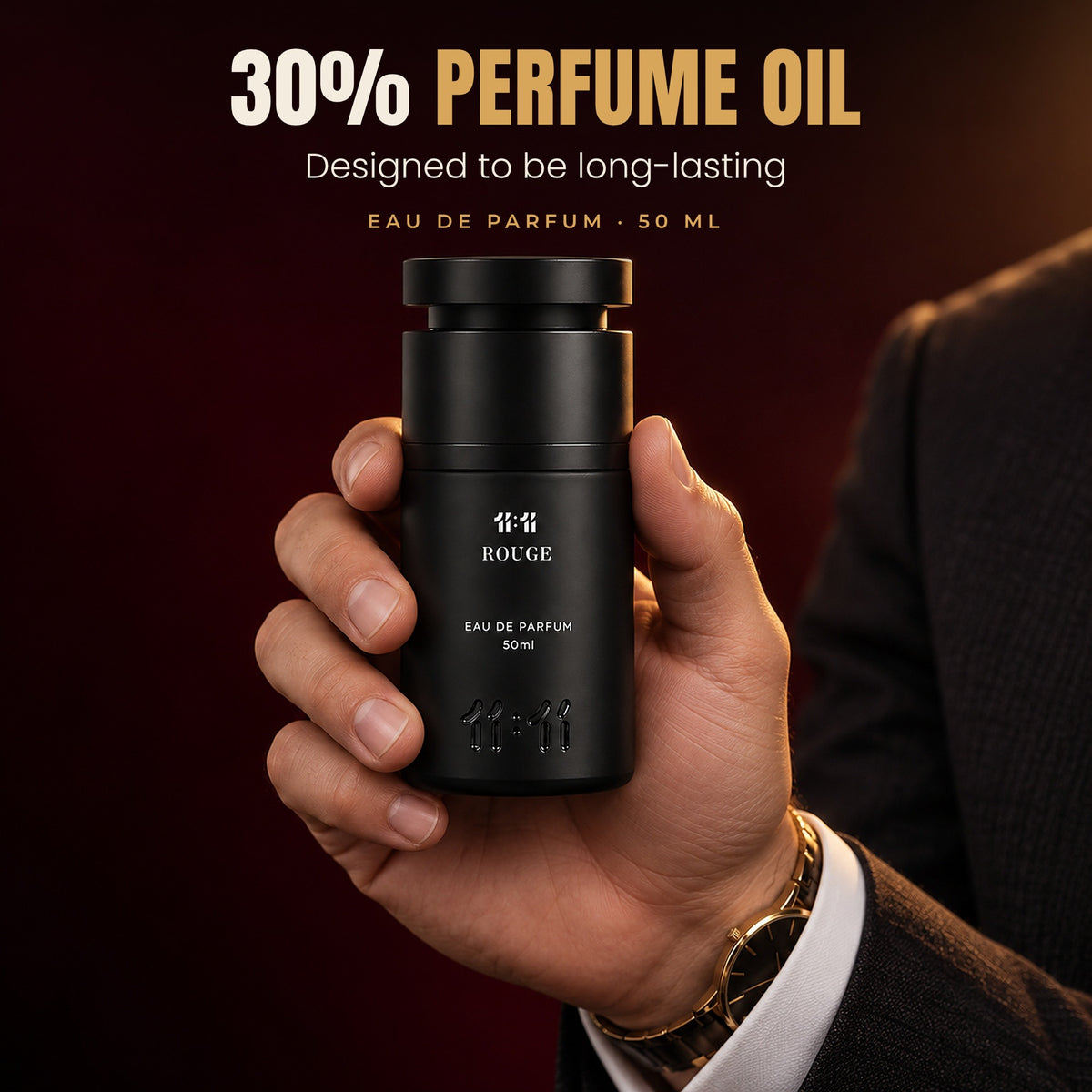 11:11 Rouge Eau de Parfum 50 ml with 30% perfume oil, designed to be long-lasting