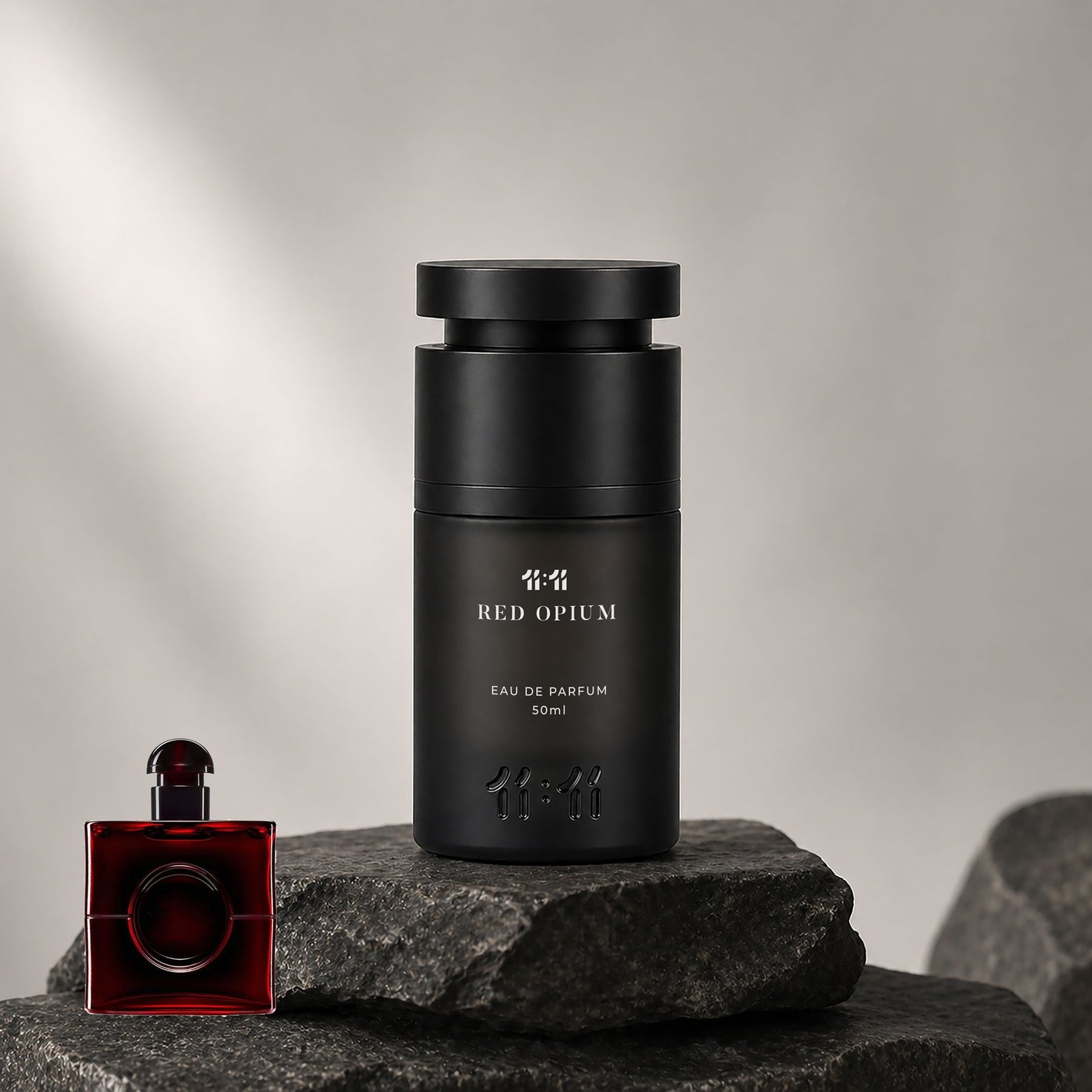 11 11 Red Opium Eau de Parfum 50ml — Oriental Gourmand unisex perfume in matte black bottle | 11:11 Perfume UAE